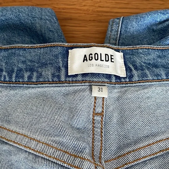 AGOLDE Riley Ripped Super High Waist Crop Straight Leg Jeans in Whiplash - Picture 11 of 13